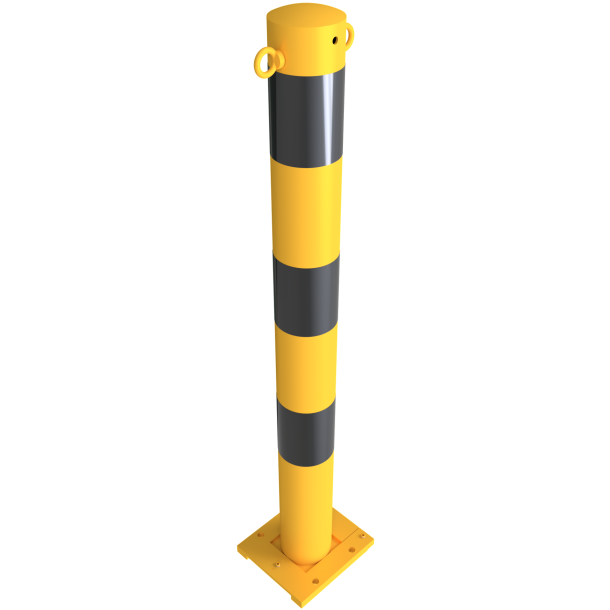Barrier posts | detachable, removable | yellow / black |  89 mm | with 2 eyelets